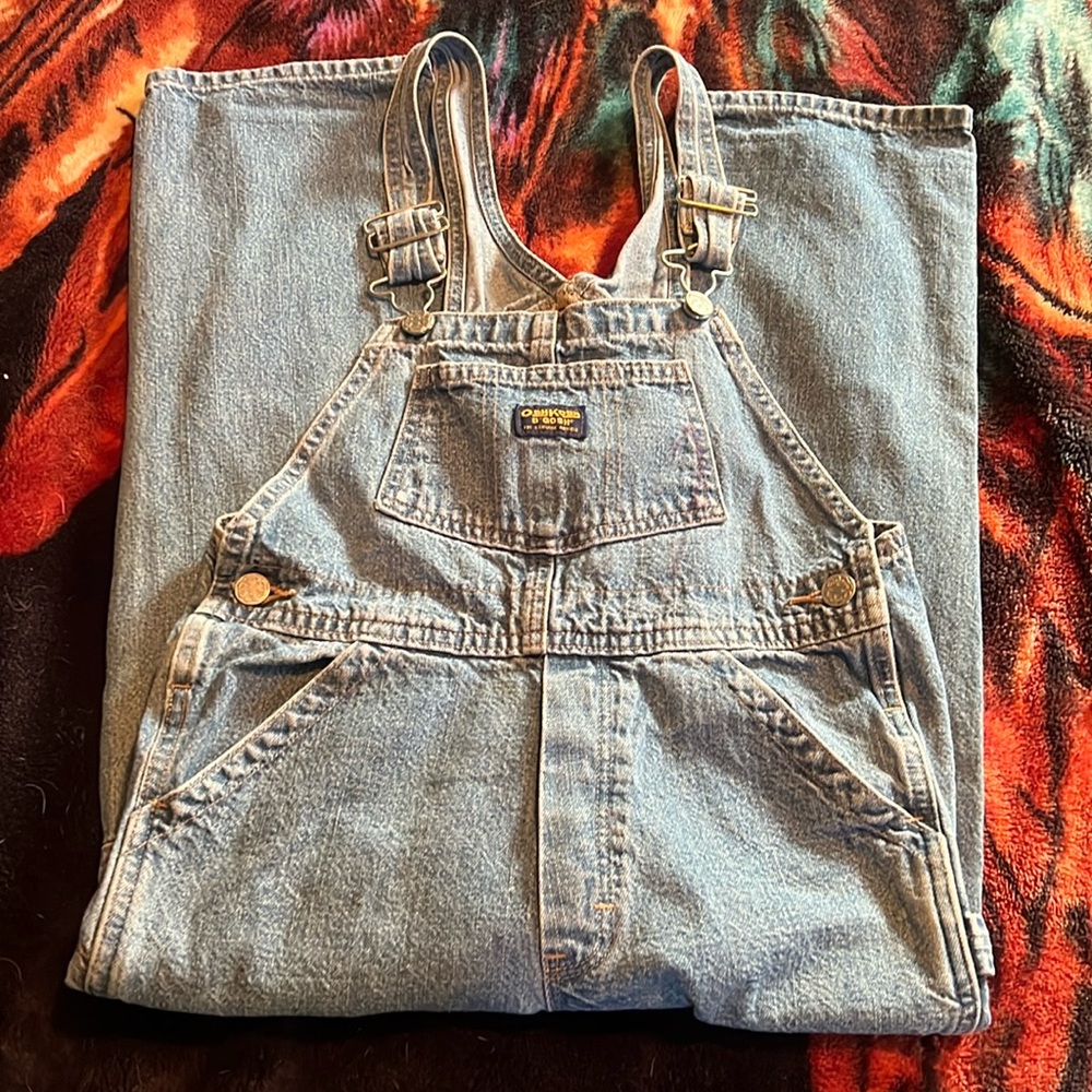 Oshkosh Vintage Overalls Sz 7x Blue Jean Denim Vestbak Made USA Cotton Bibs